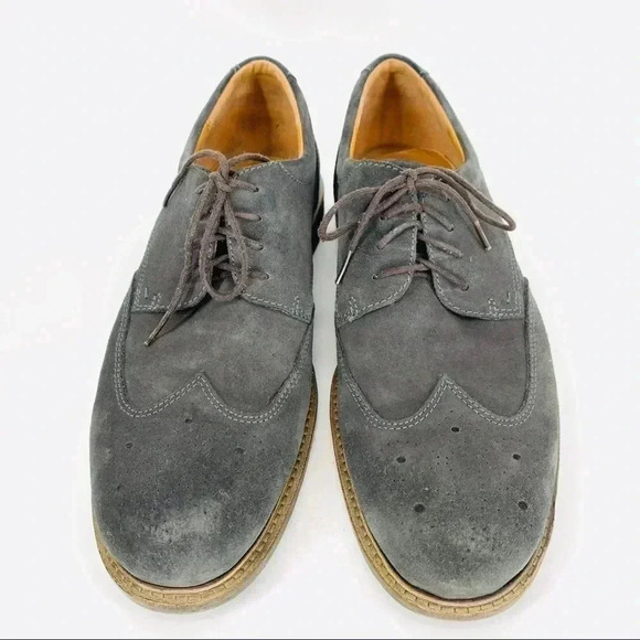 ECCO Findlay Blue Suede Wingtip Shoes - Picture 2 of 11